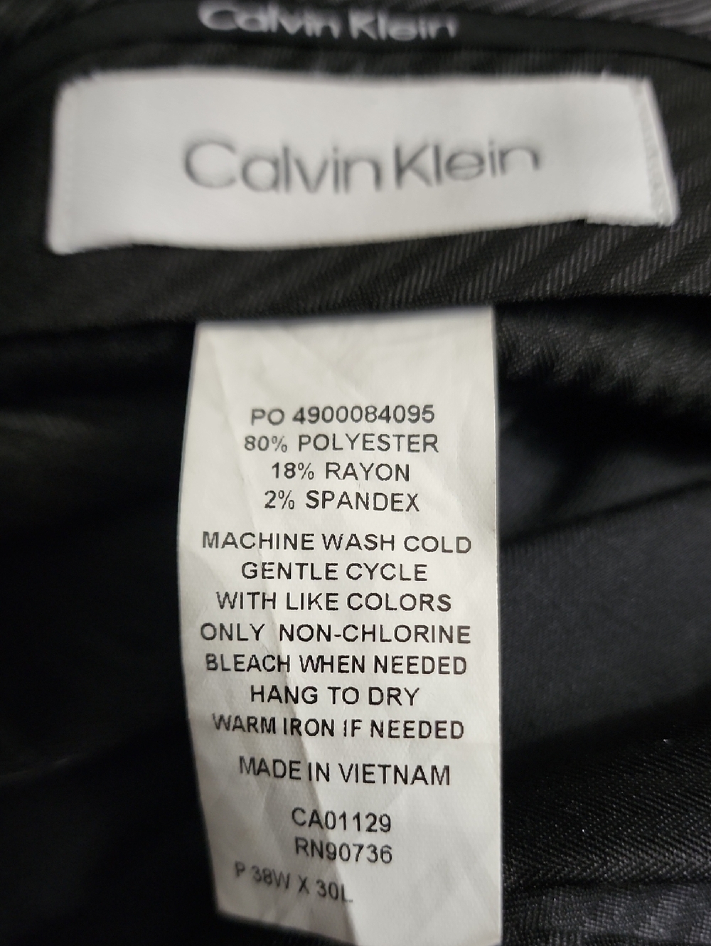 Calvin Klein Men's Modern Fit Dress Pant In Black Size 38x30 - Picture 12 of 12